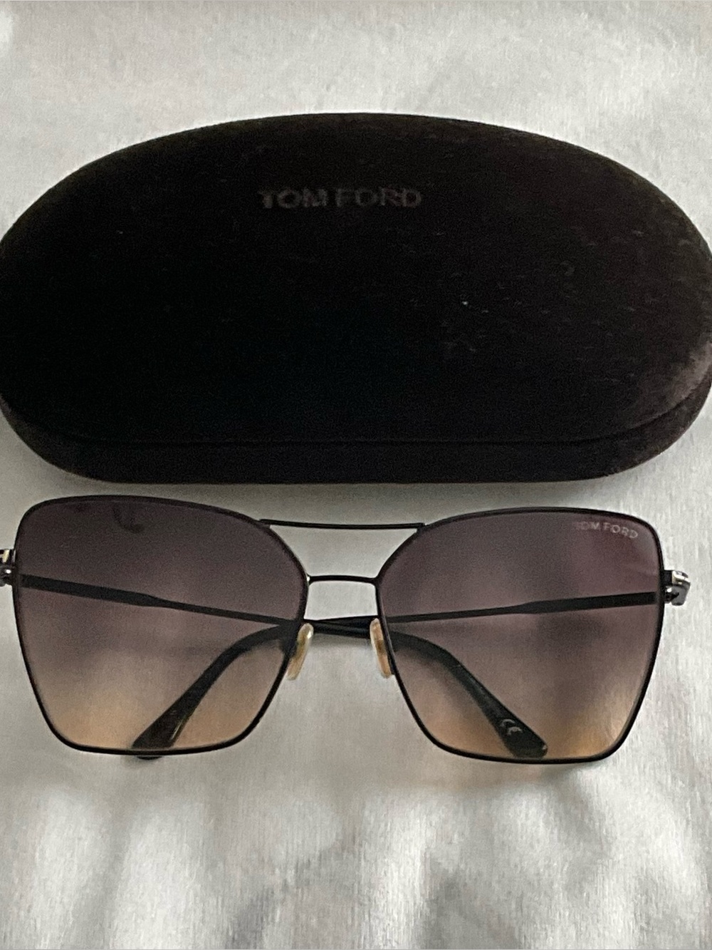 Tom Ford Women’s Black Frame Sunglasses with Gradient Brown Lenses